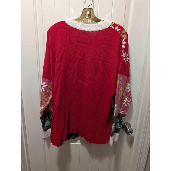 Holiday Time Women's Ugly Merry Christmas Sweater Size 1X 16W-18W Snowflakes - Picture 6 of 10